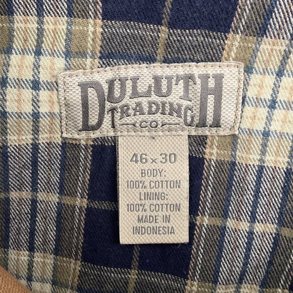 Duluth Jeans Men 46x30 ACT 44x27 Blue Gusset Cotton Flannel‎ Lined Heavy Chore - Picture 5 of 11